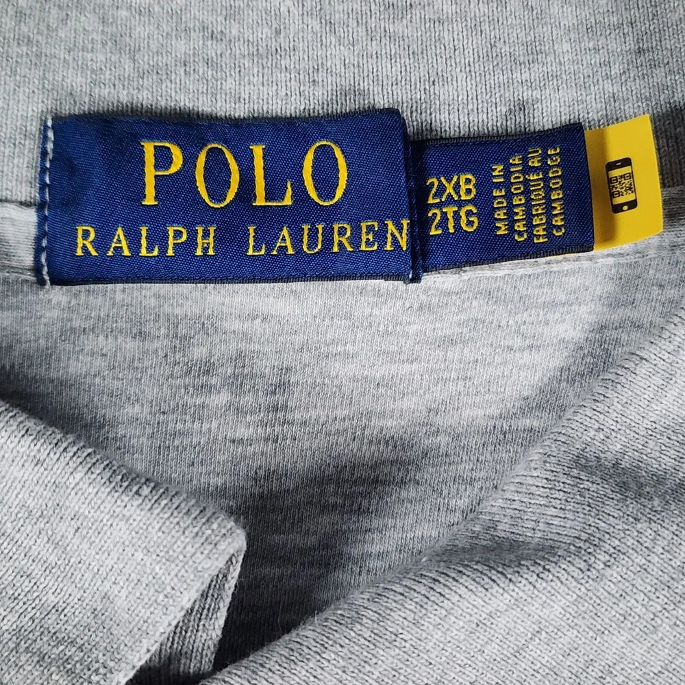 Lot Of 2 Polo Ralph Lauren Polo Shirts Mens‎ 2XB Blue Grey Short Sleeve Knit EUC